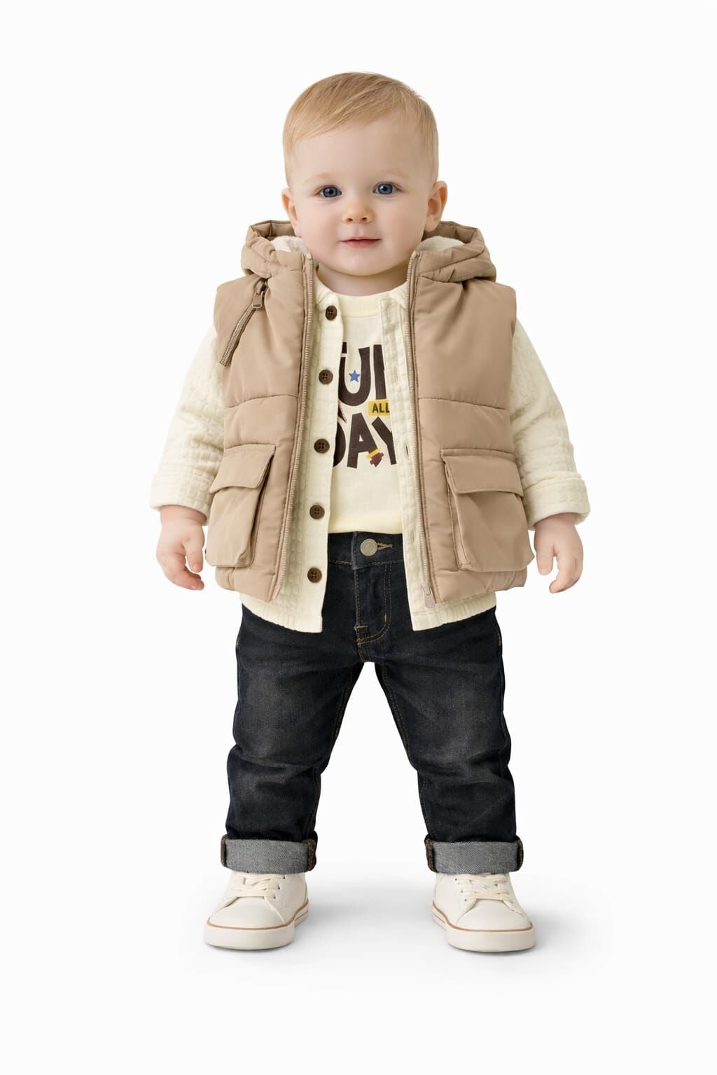 ERKEK BEBEK 4'LÜ ŞİŞME YELEKLİ TAKIM 6-9 ay