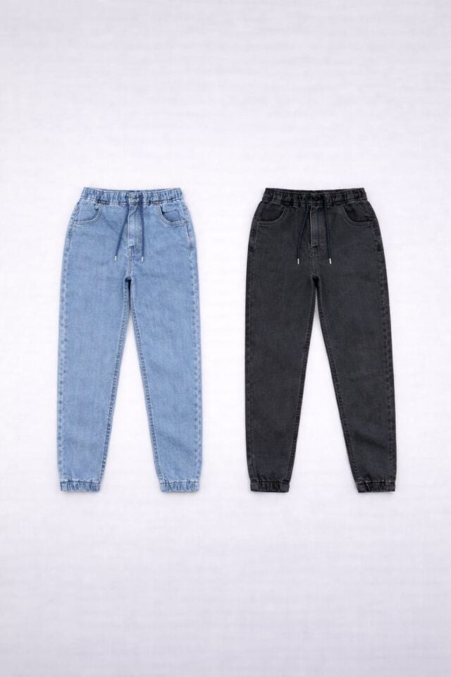 %100 PAMUK PAÇA LASTİKLİ 13-17 YAŞ KOT PANTOLON