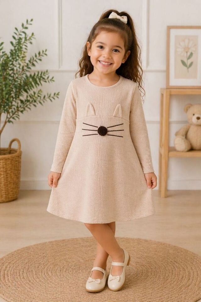 Lumel Kız Bebek ve Çocuk Elbise 4-5 yaş - Krem