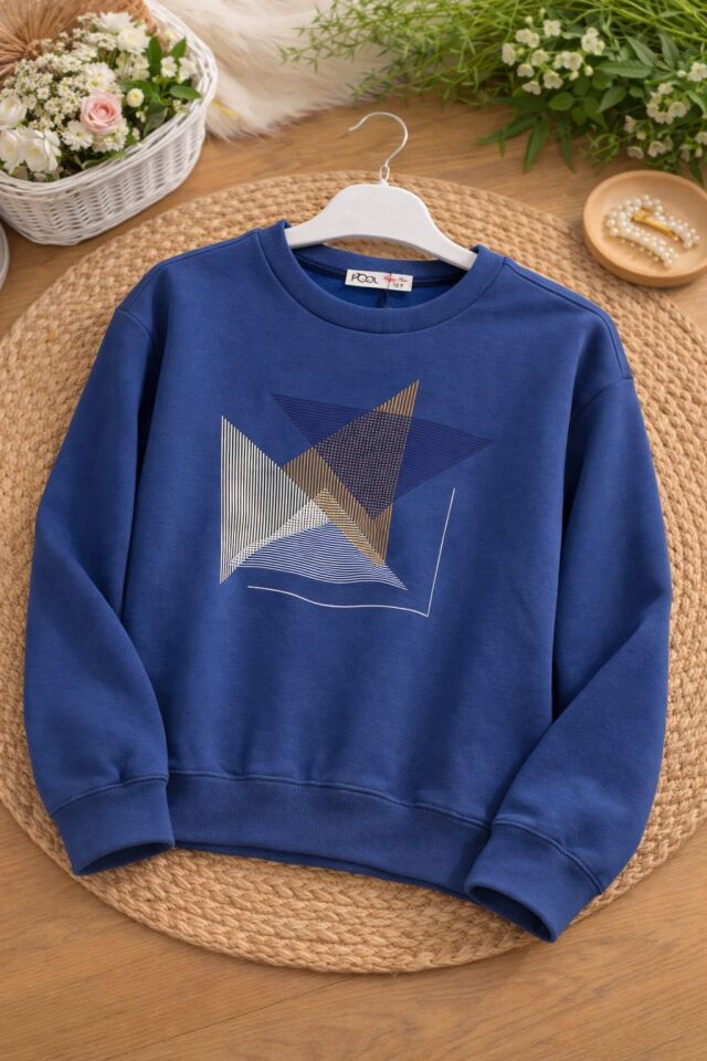 ERKEK ÇOCUK GEOMETRİK BASKILI SWEATSHİRT