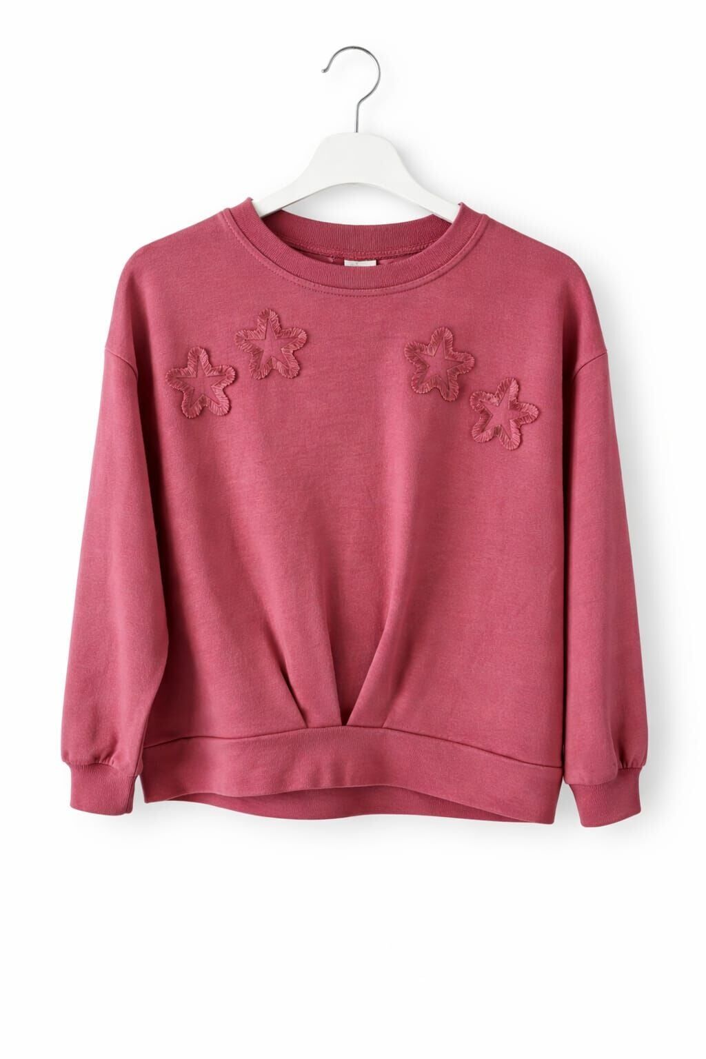 KIZ ÇOCUK YILDIZ APLİKELİ SWEATSHİRT Gül Kurusu - 13-14 yaş