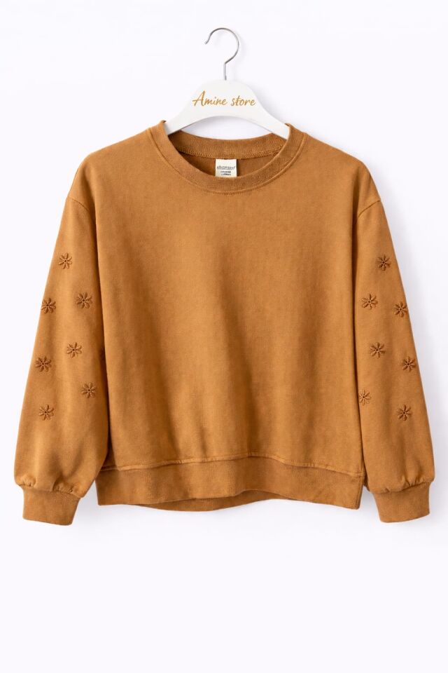 KIZ ÇOCUK ÇİÇEK NAKIŞLI SWEATSHİRT