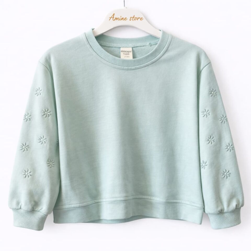 KIZ ÇOCUK ÇİÇEK NAKIŞLI SWEATSHİRT