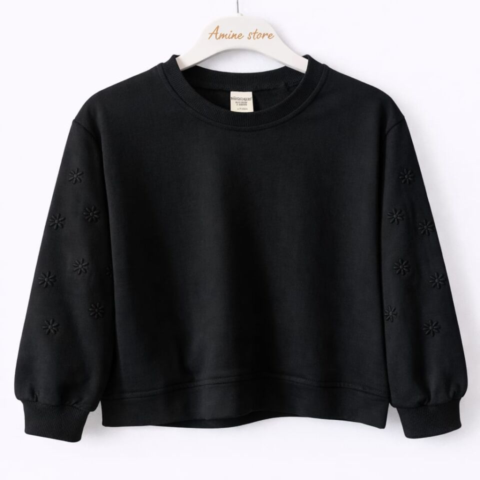 KIZ ÇOCUK ÇİÇEK NAKIŞLI SWEATSHİRT