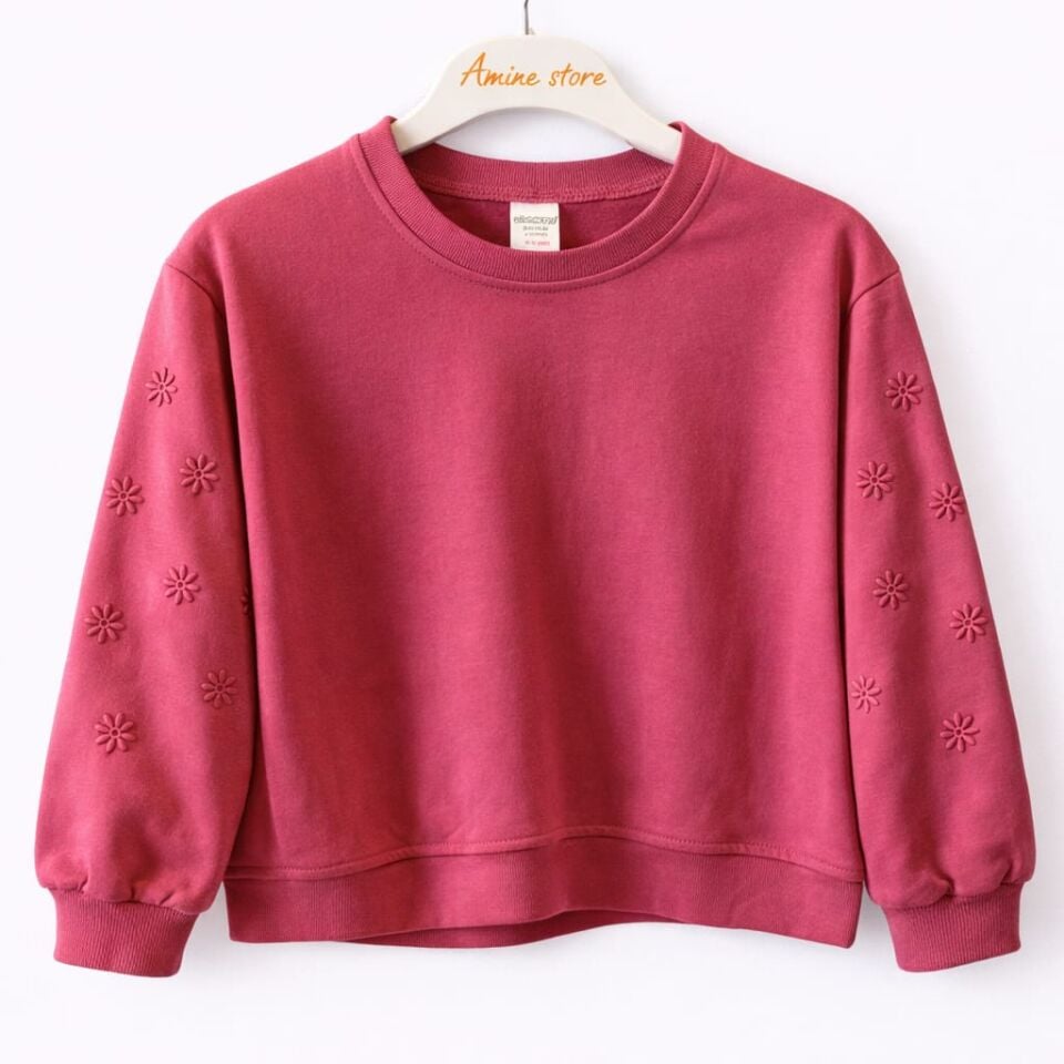 KIZ ÇOCUK ÇİÇEK NAKIŞLI SWEATSHİRT