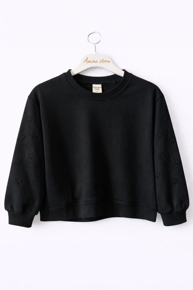 KIZ ÇOCUK ÇİÇEK NAKIŞLI SWEATSHİRT