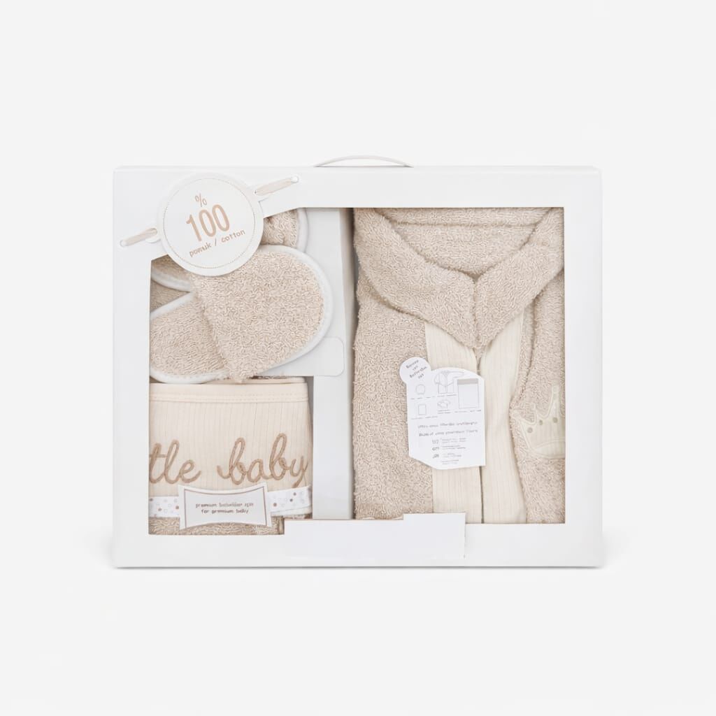 ERKEK BEBEK BORNOZ BANYO SET 5 PARÇA