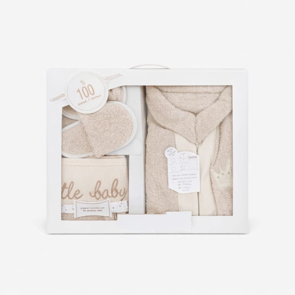 ERKEK BEBEK BORNOZ BANYO SET 5 PARÇA