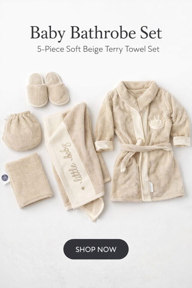 ERKEK BEBEK BORNOZ BANYO SET 5 PARÇA