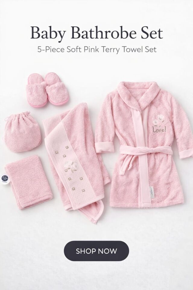 KIZ BEBEK BORNOZ BANYO SET 5 PARÇA