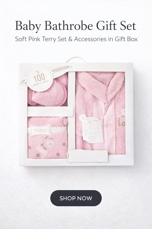 KIZ BEBEK BORNOZ BANYO SET 5 PARÇA