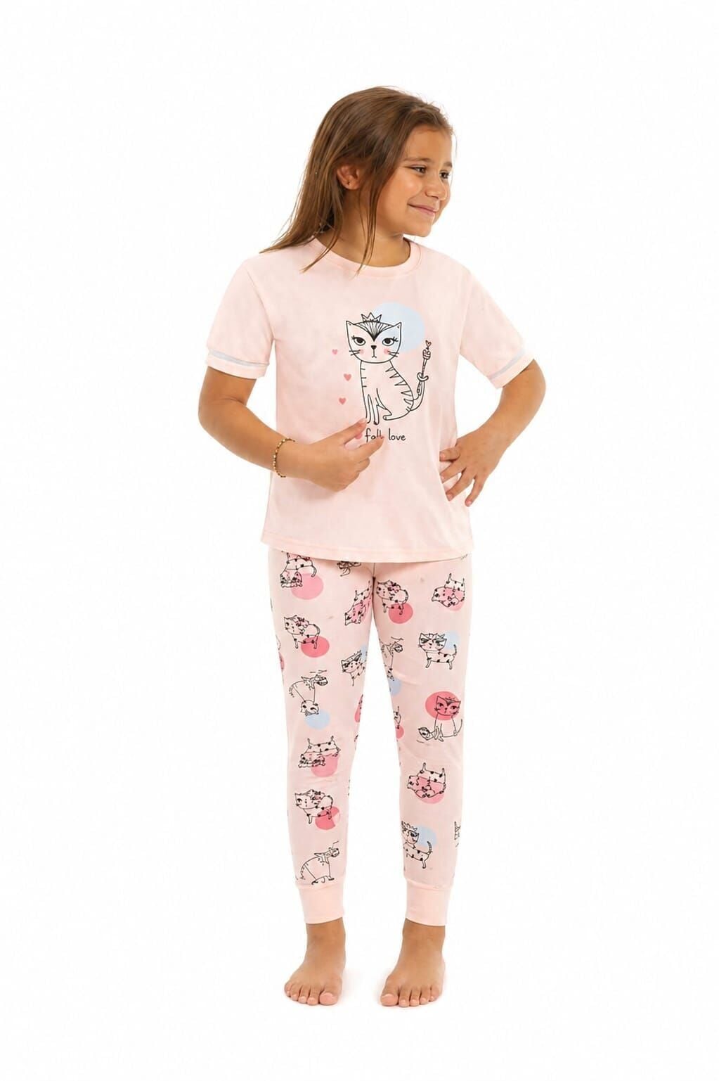 Zeno Kız Çocuk Pijama Takımı 10 - 11 Yaş - Pembe