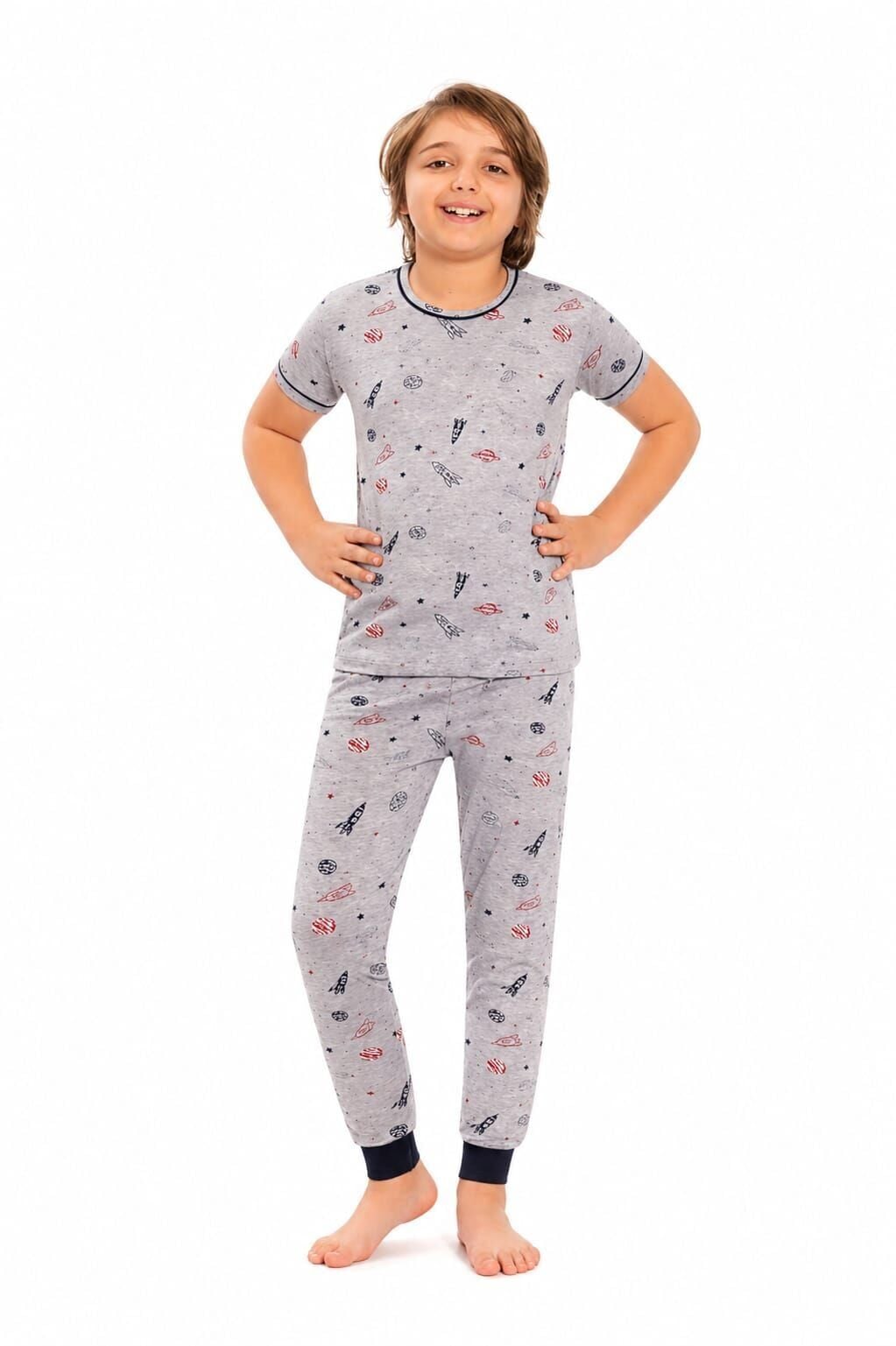 Reka Erkek Çocuk Pijama Takımı 8-9 yaş - Gri