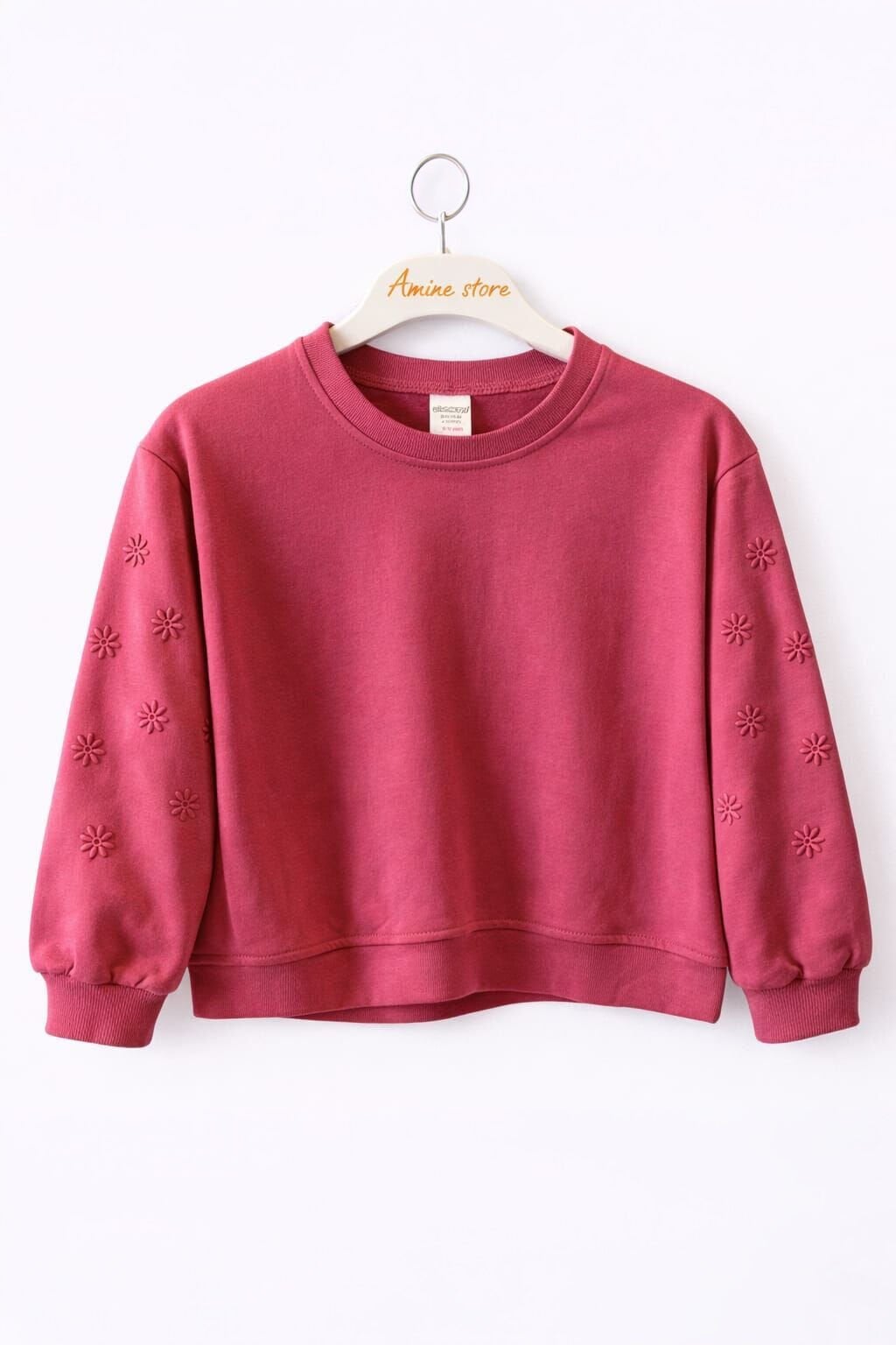 KIZ ÇOCUK ÇİÇEK NAKIŞLI SWEATSHİRT Pembe - 6-7 yaş