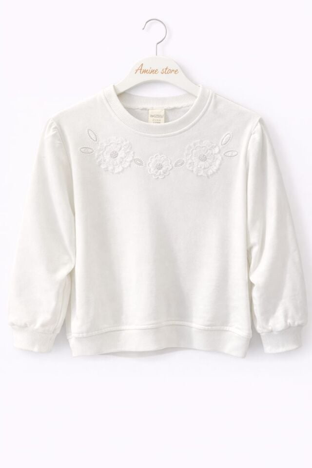 KIZ ÇOCUK ÇİÇEKLİ SWEATSHİRT Kahverengi - 4-5 yaş