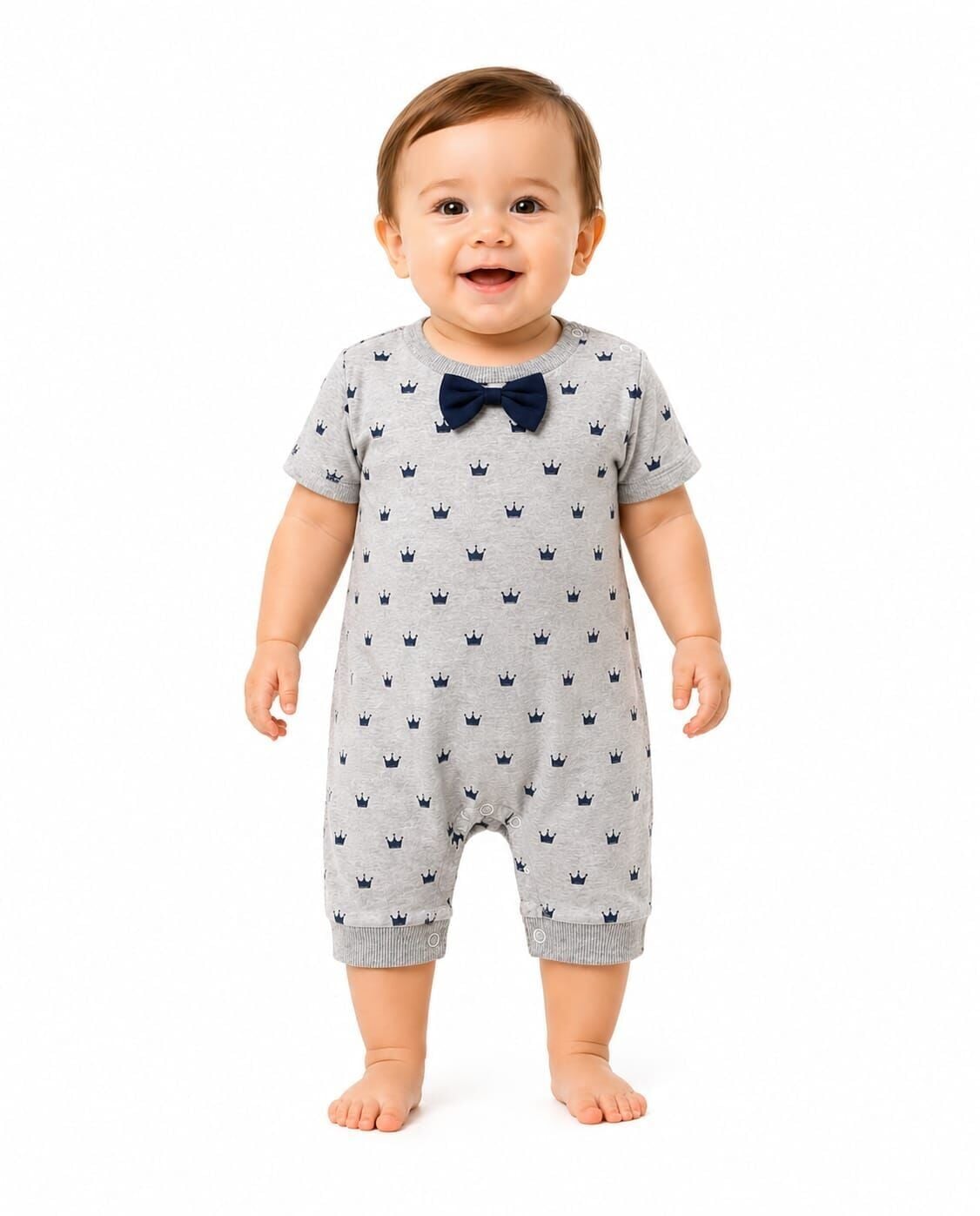 Kivon Erkek Bebek Çıtçıtlı Tulum 9 Ay - Gri