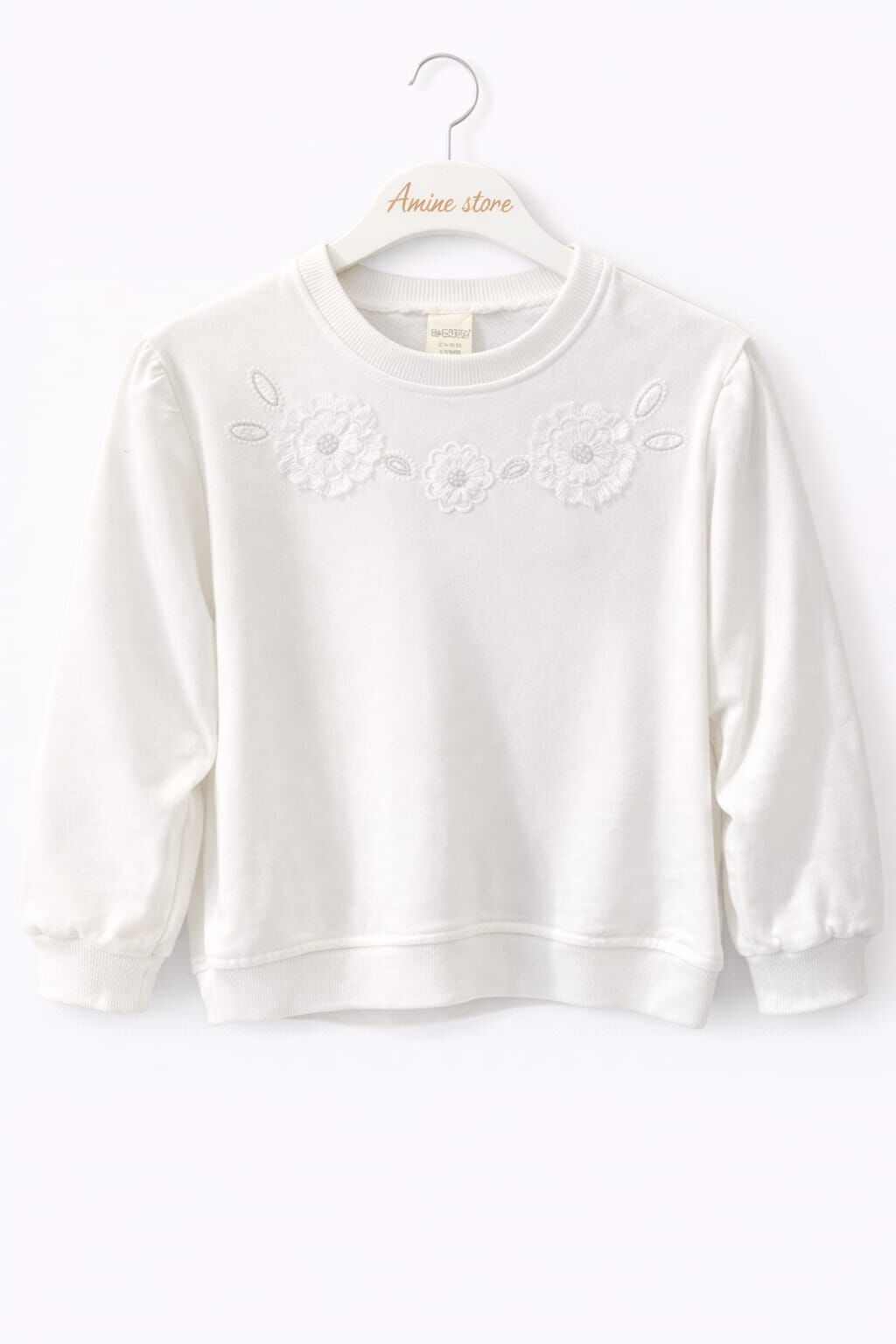 KIZ ÇOCUK ÇİÇEKLİ SWEATSHİRT Beyaz - 5-6 yaş