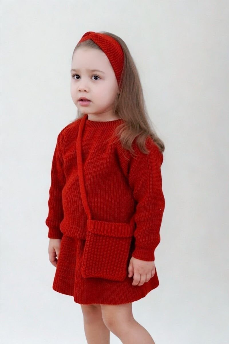 Alina Kız Çocuk 4’lü Takım Triko 4-5 yaş - kiremit