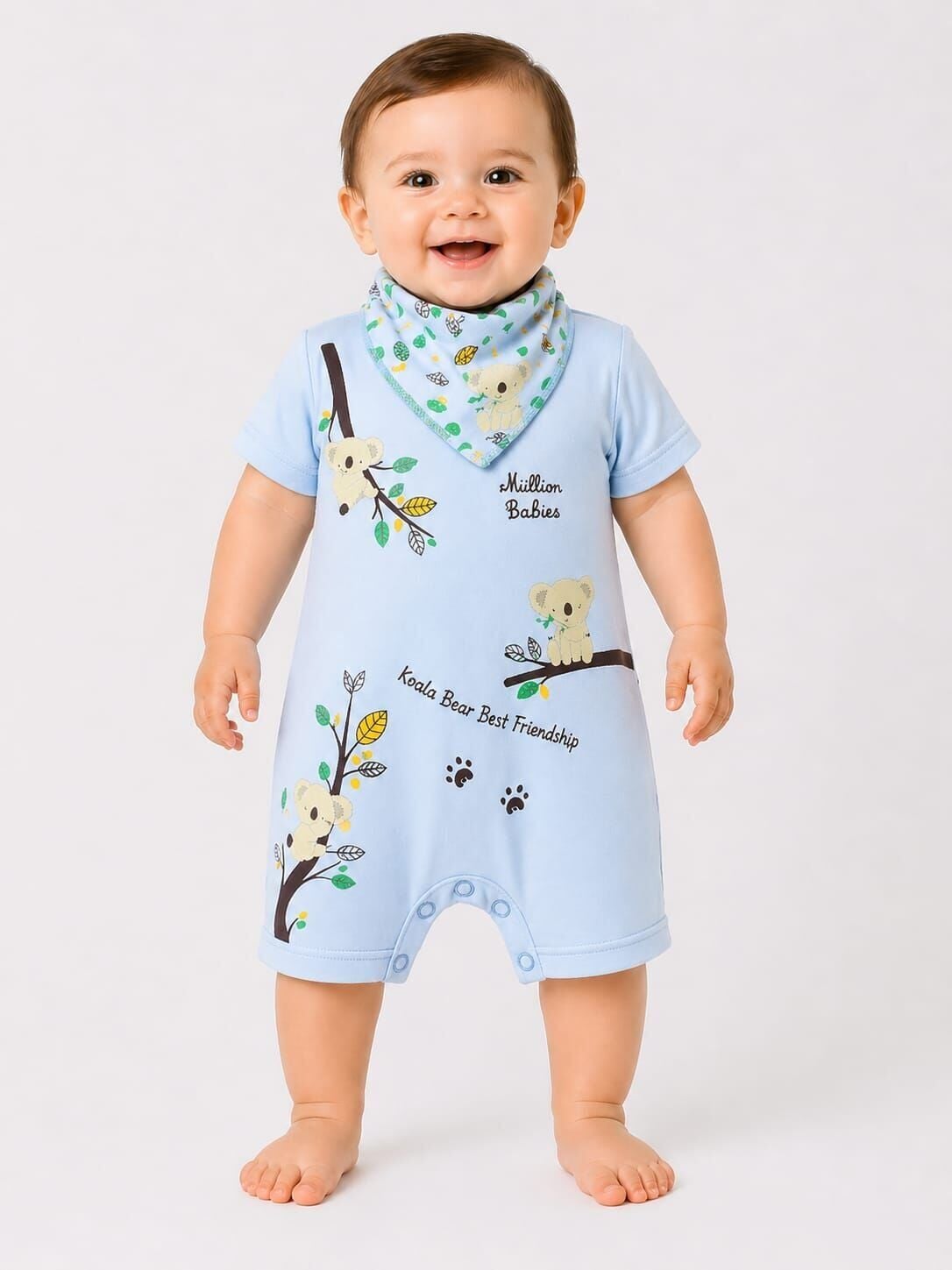 Rovel Unisex Bebek Çıtçıtlı Yakalı Tulum 3-6 AY - Mavi