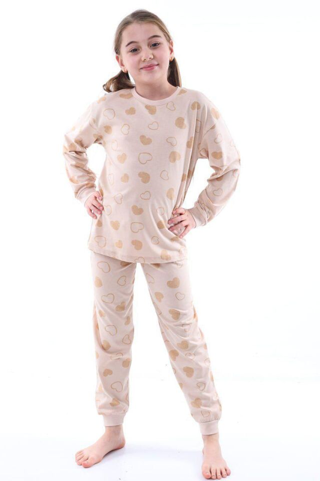 Kalp Kız Çocuk Pijama Takımı