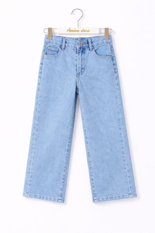 KIZ ÇOCUK BOL PAÇA KOT PANTOLON Mavi koyu - 17 Yaş