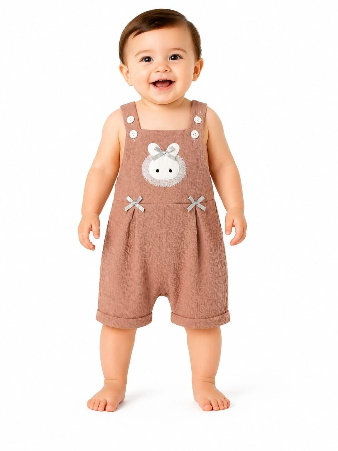 Zeyro Kız Bebek Salopet 3-6 AY - Kahverengi