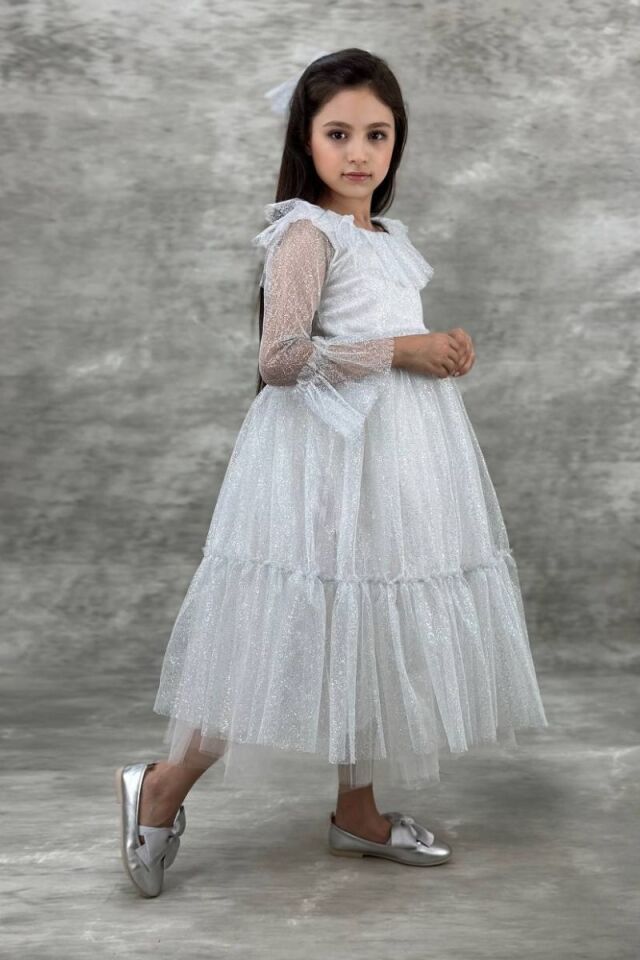 Vals Kız Çocuk Pırıltı Model Abiye 9 Yaş - Lila