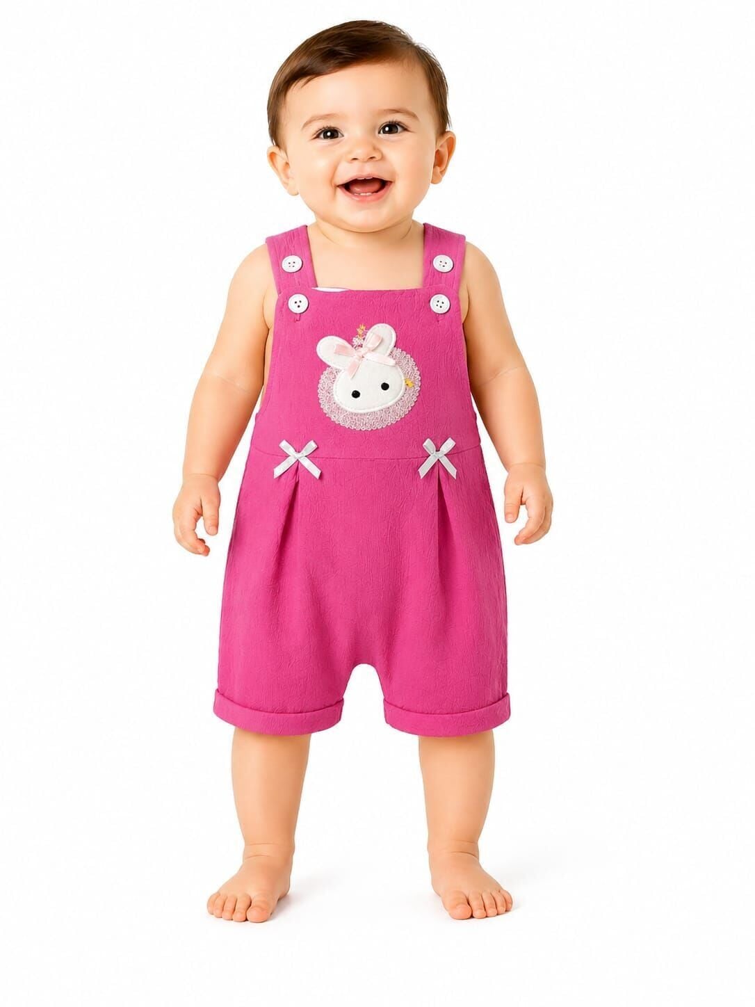 Zeyro Kız Bebek Salopet 18-24 ay - Koyu Pembe