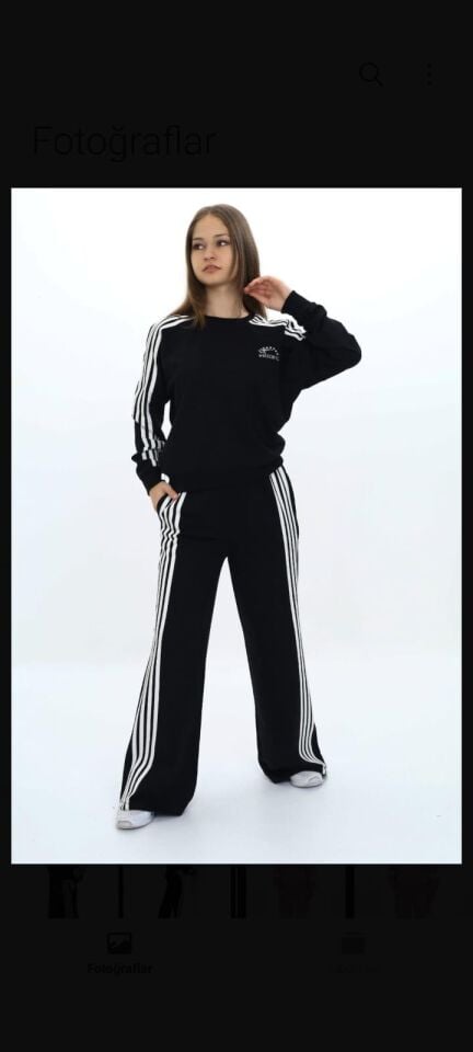 Vız Vız Çizgili Takım Siyah - 16 Yaş