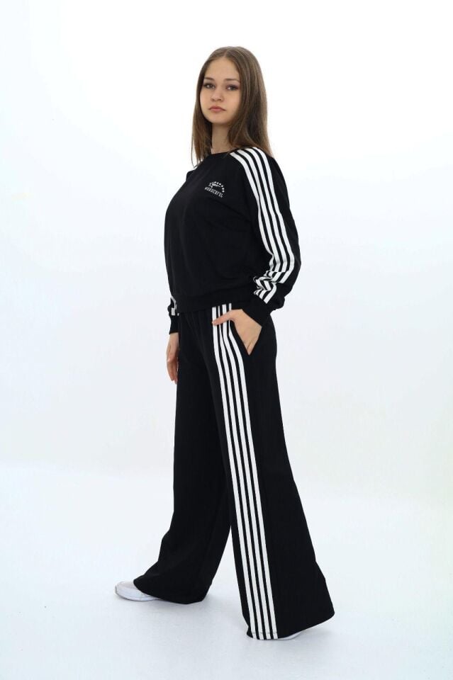 Vız Vız Çizgili Takım Siyah - 16 Yaş