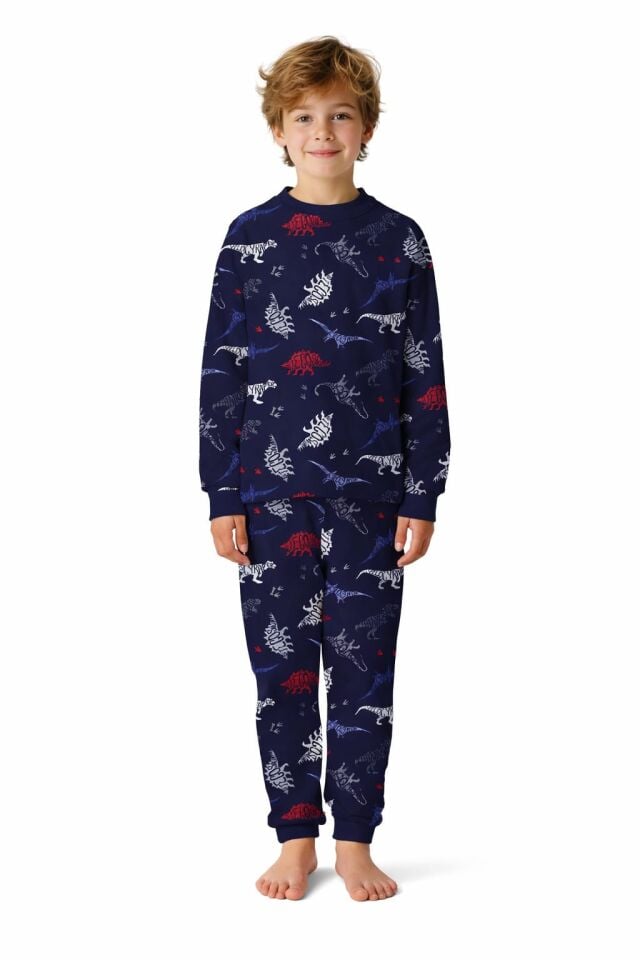 ERKEK  ÇOCUK DİNO DESENLİ %100 PAMUK PİJAMA TAKIMI