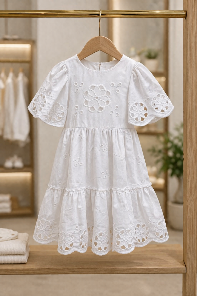 Seriva %100 Pamuklu Kız Çocuk Elbisesi