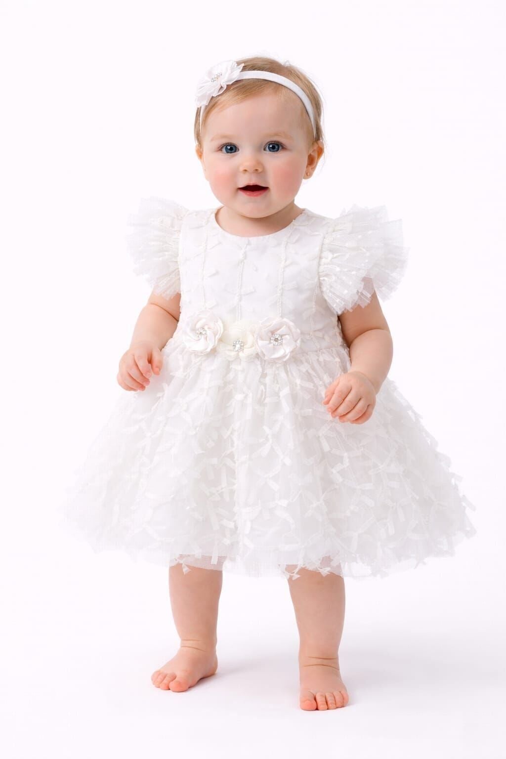 Sude Kız Bebek Abiye 18 Ay - Beyaz