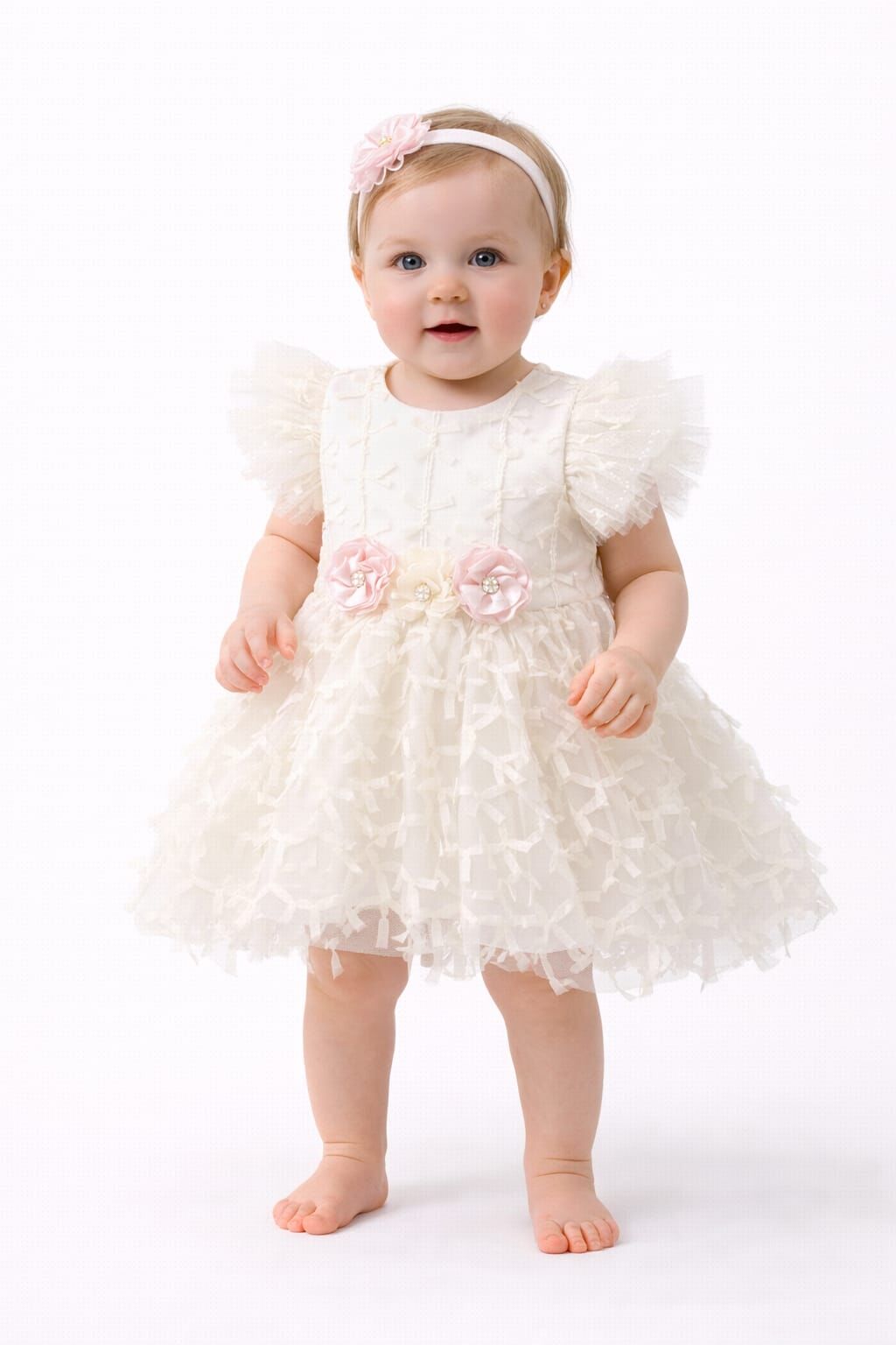 Sude Kız Bebek Abiye 18 Ay - Krem