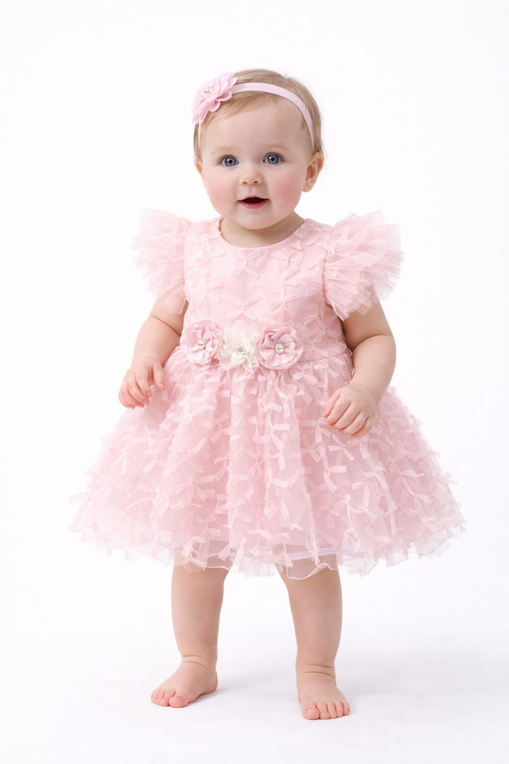 Sude Kız Bebek Abiye 12 Ay - Somon