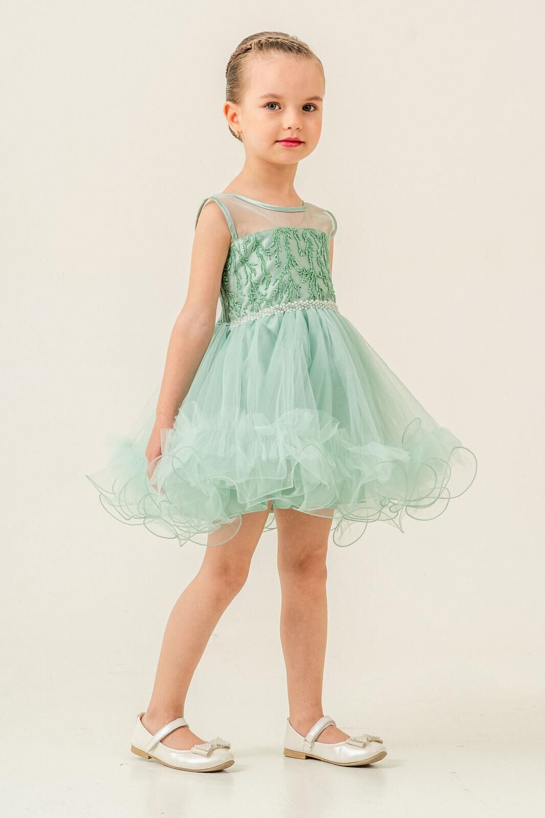 Lavinia Kız Çocuk ve Bebek Abiye 3-4 yaş - Su Yeşili