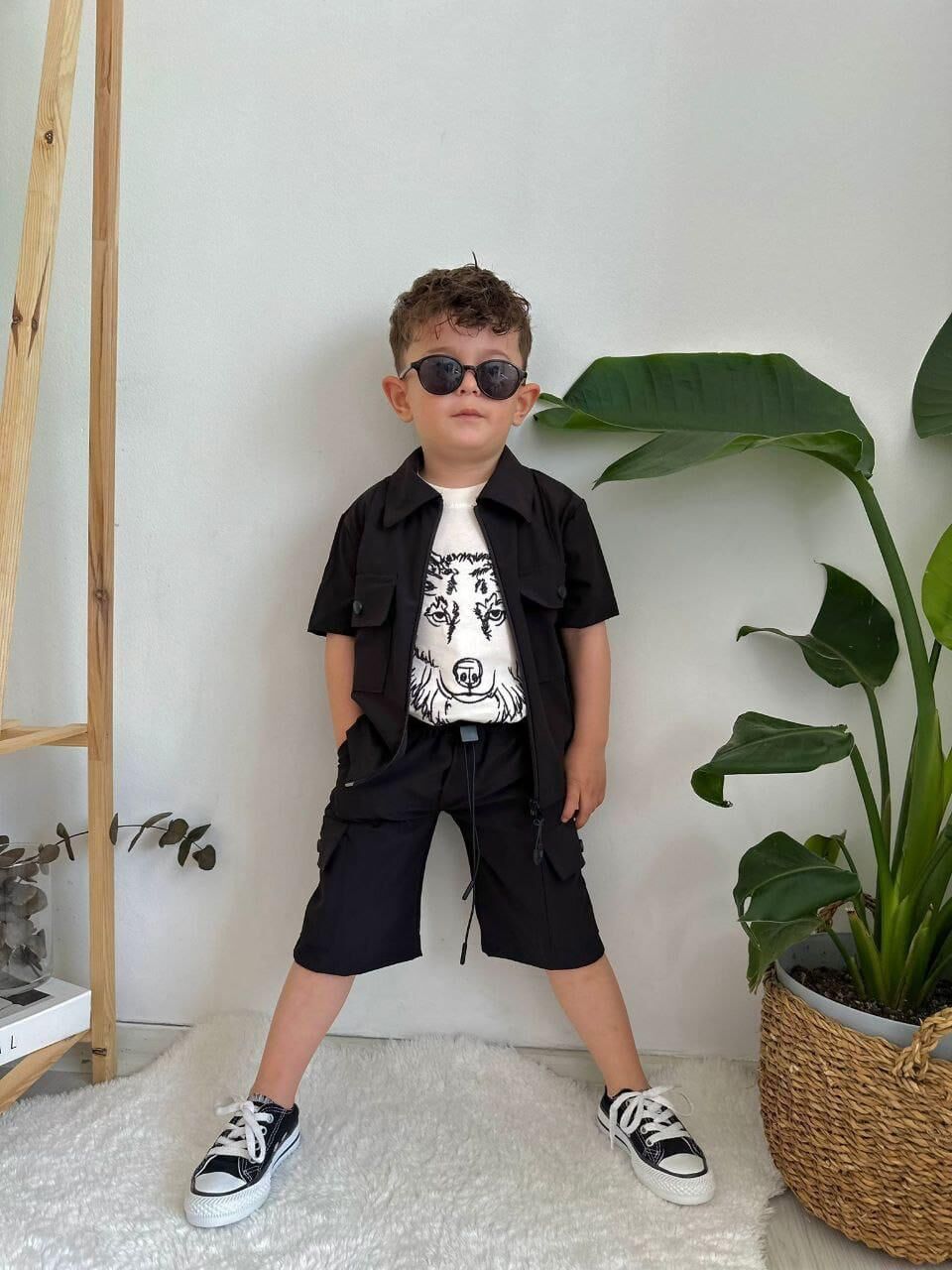 Bony Erkek Çocuk 3 'lü Takım Paraşüt Kumaş Siyah - 4-5 yaş