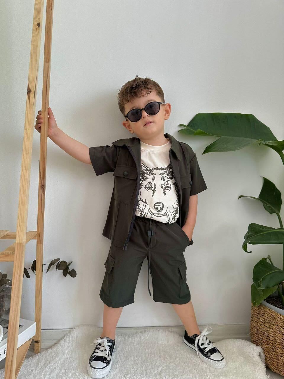 Bony Erkek Çocuk 3 'lü Takım Paraşüt Kumaş Yeşil - 4-5 yaş