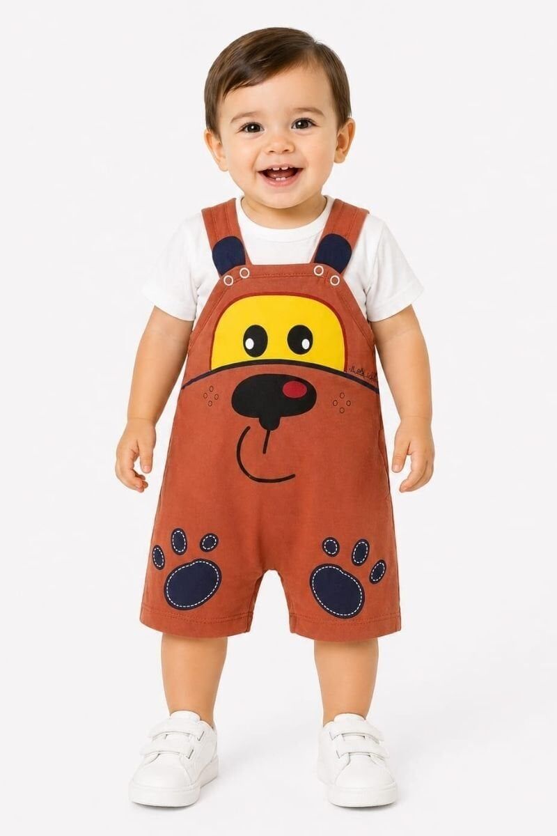 Miron Unisex Bebek 2’li Salopet Takım 6-9 ay - Kahverengi