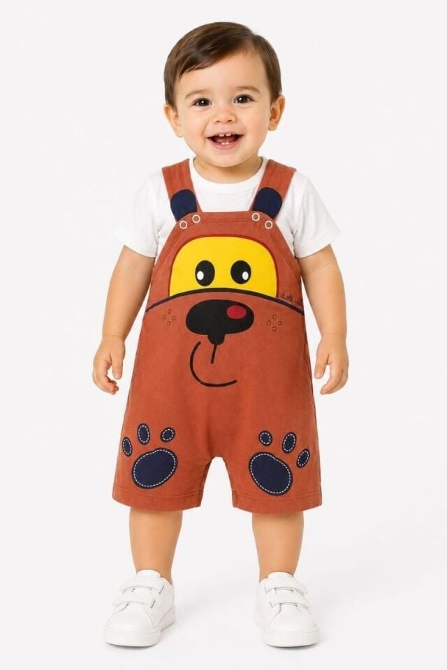 Miron Unisex Bebek 2’li Salopet Takım 6-9 ay - Kahverengi