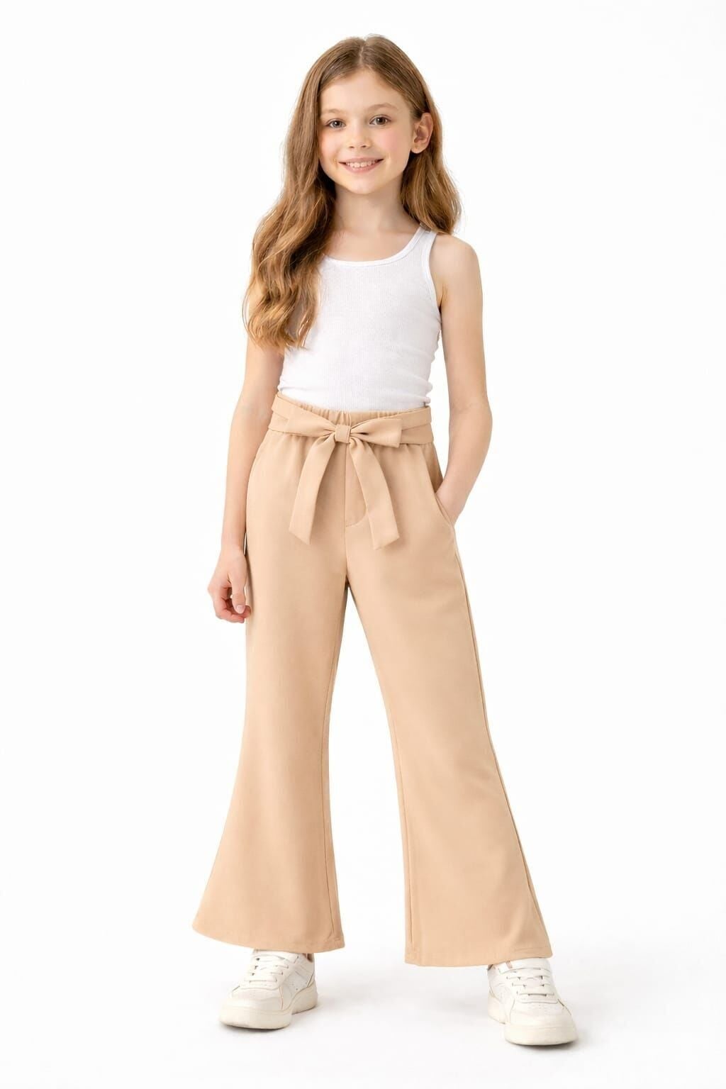 Elina Kız Çocuk İspanyol Paça Pantolon 13 Yaş - Bej