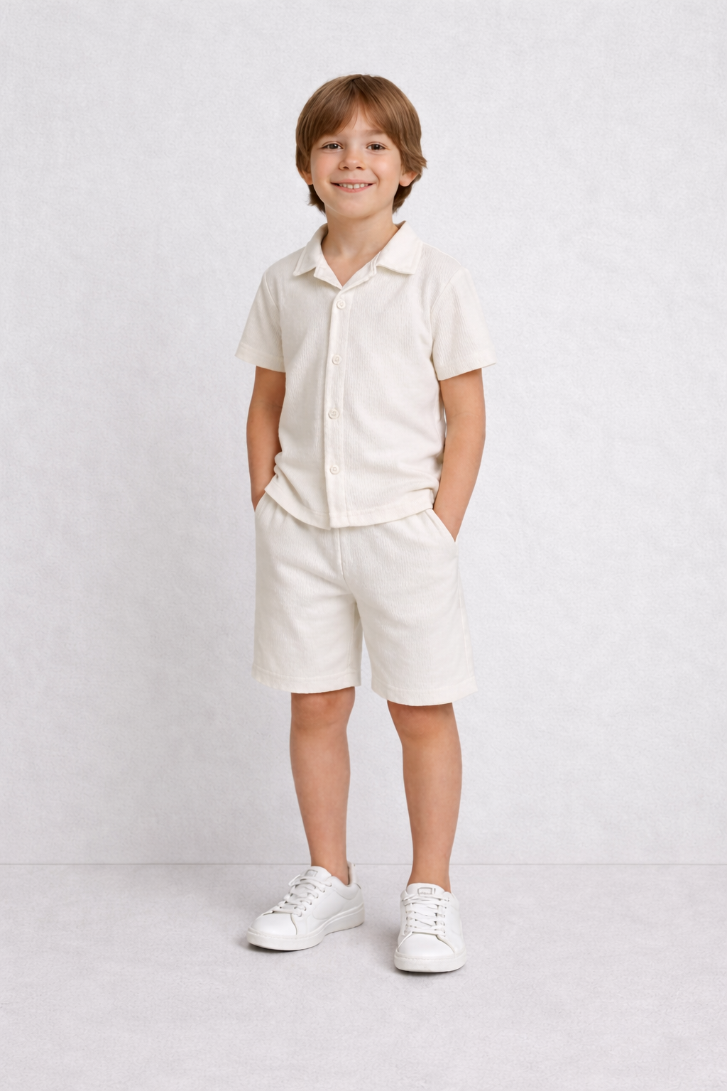 Kido Erkek Çocuk 2 'li Takım Waffle Kumaş Ekru - 9-10 yaş