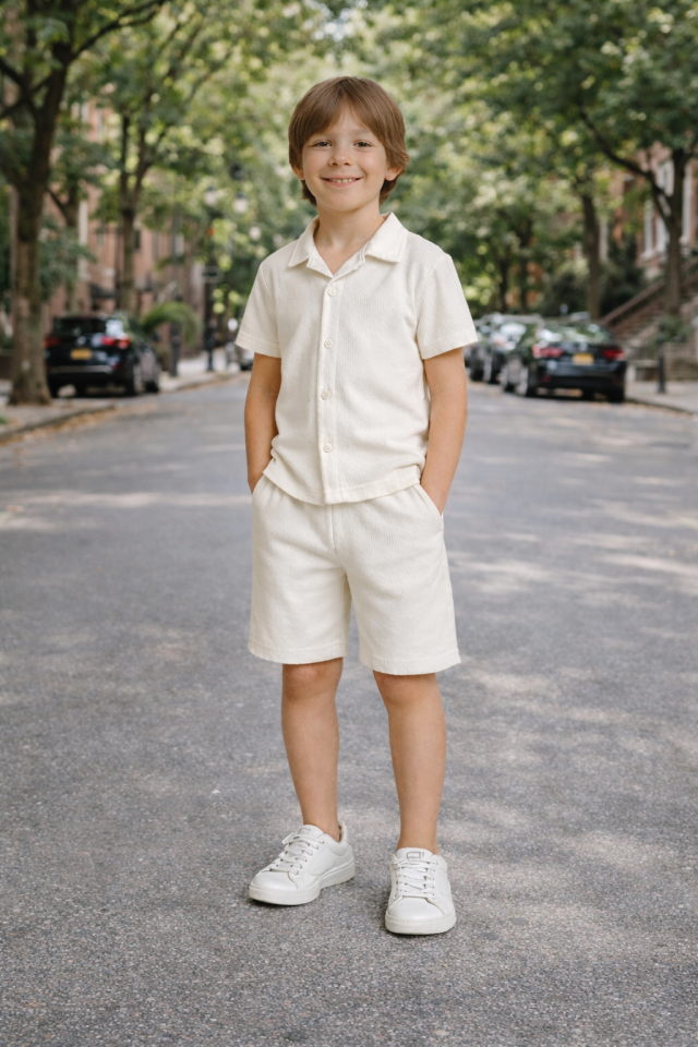 Kido Erkek Çocuk 2 'li Takım Waffle Kumaş Ekru - 9-10 yaş