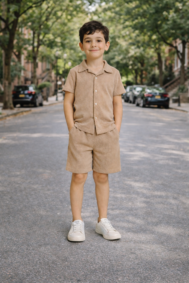 Kido Erkek Çocuk 2 'li Takım Waffle Kumaş Bej - 11-12 yaş