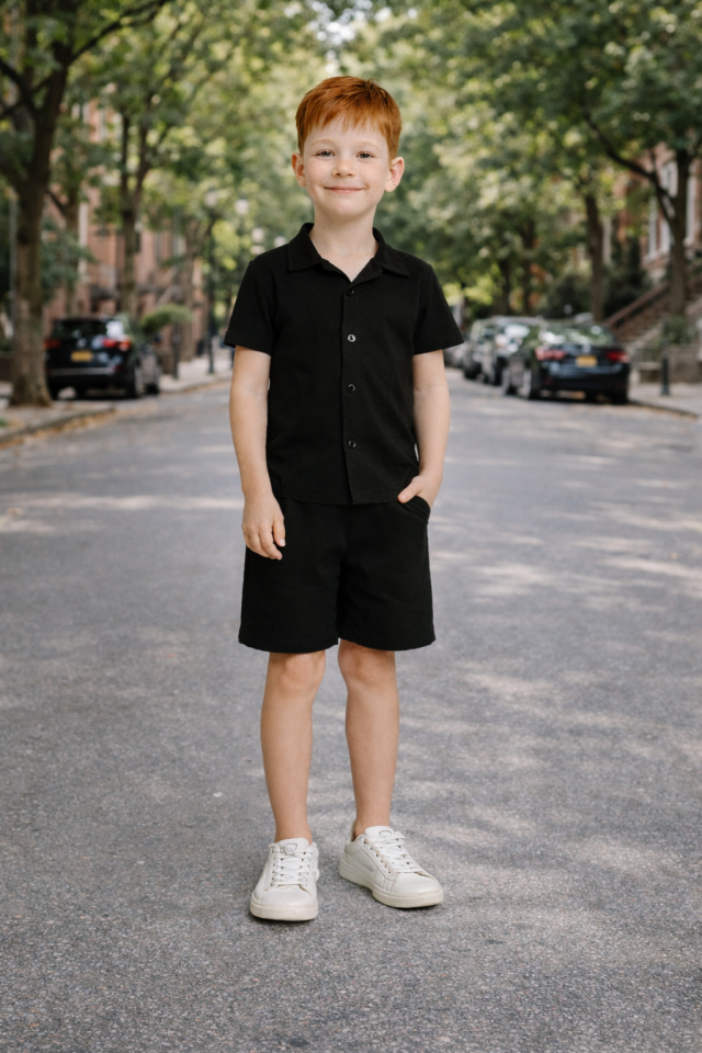 Kido Erkek Çocuk 2 'li Takım Waffle Kumaş Siyah - 11-12 yaş