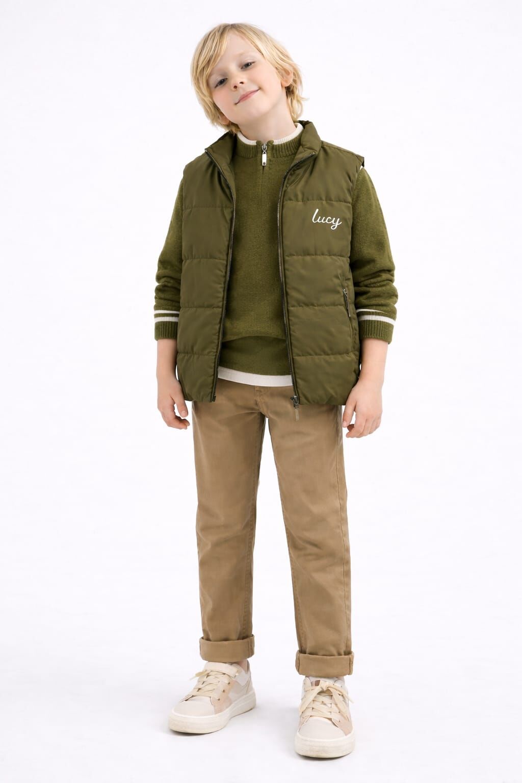 ERKEK ÇOCUK KAPİTONE ŞİŞME YELEKLİ TRİKO KAZAK TAKIM