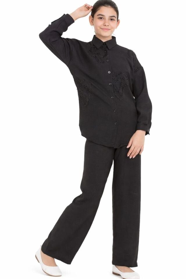 KIZ ÇOCUK 2' ŞIK VE RAHAT TAKIM Bej - 7-8 yaş